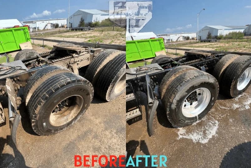 Mayfield Heights Power Washing team cleaning commercial fleet vehicles in Mayfield Heights